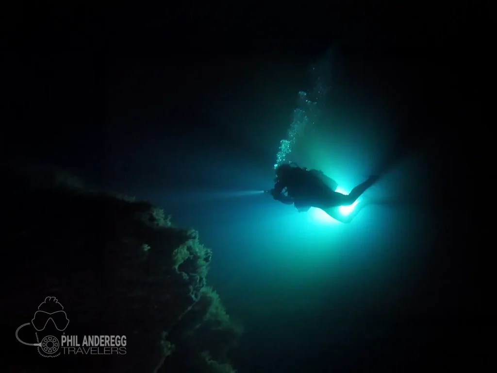 Stuart on a Night Dive in Menorca, Spain
