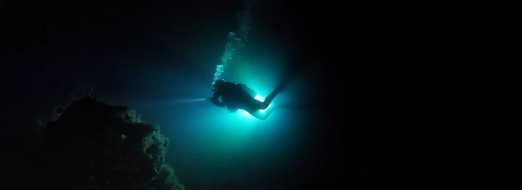 Stuart on a night dive with SUB Menorca in Menorca, Spain