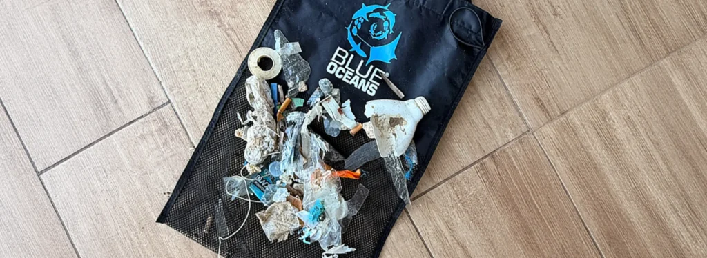 Trash collected at a beach in Menorca, Spain