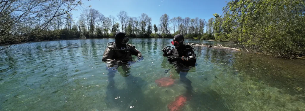 SSI Instructor Toralf with Assistant Instructor Renate at Echinger Weiher, Bavaria, Germany