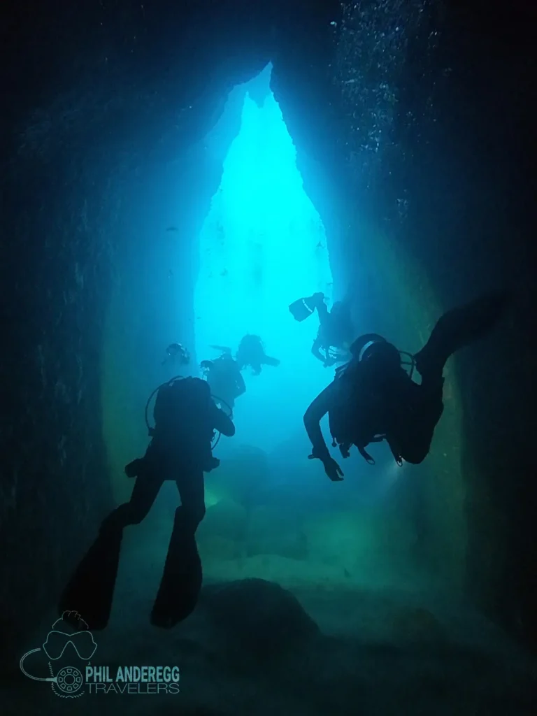 A group of Divers at Church Door in Menorca Spain